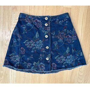 Urban Outfitters Floral Denim Mini Skirt Embroidered Tapestry Style size Small